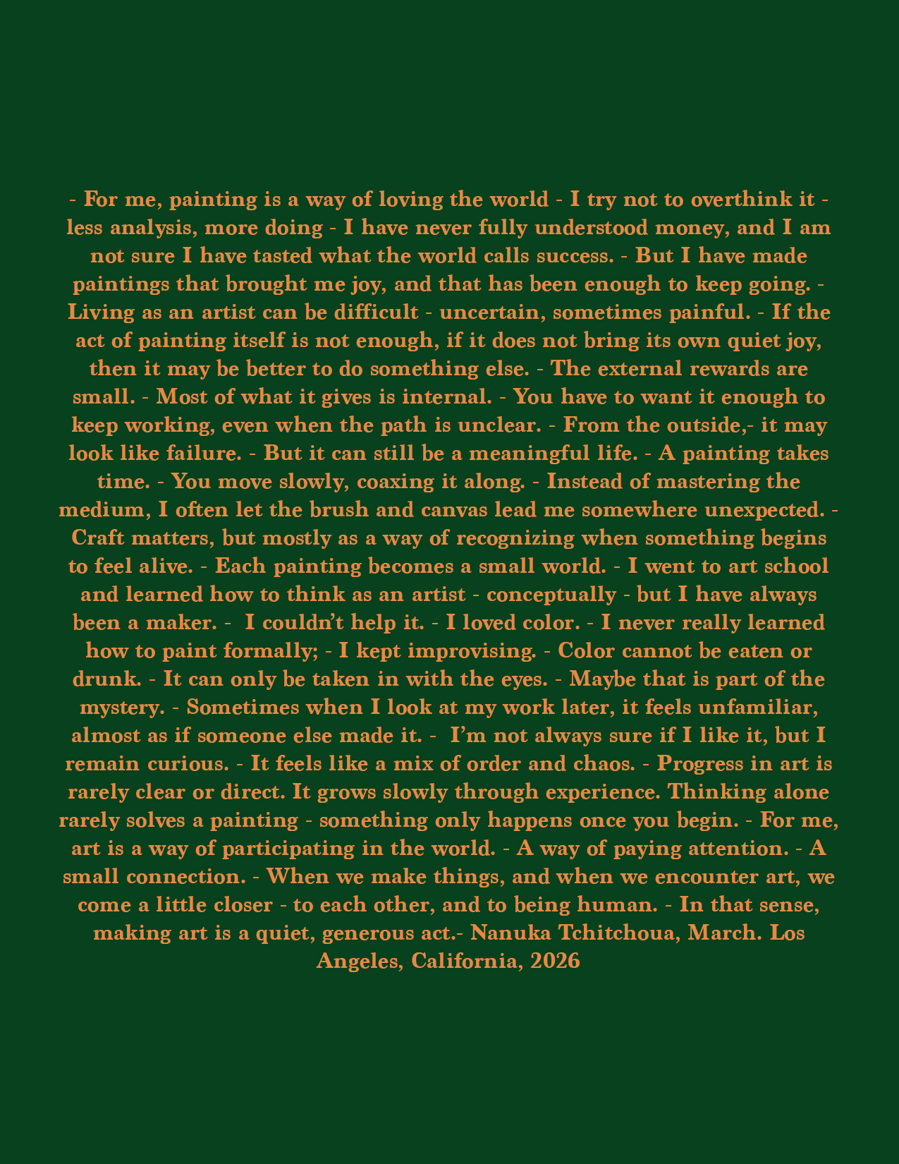 Artist Statement 2026